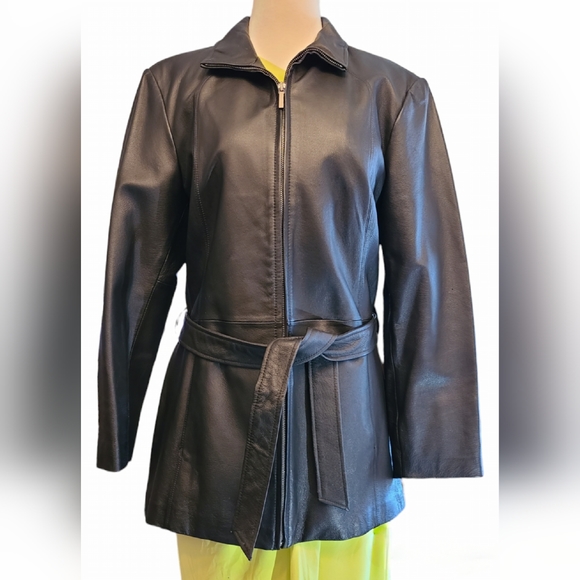 Worthington size L black leather coat - Picture 3 of 8